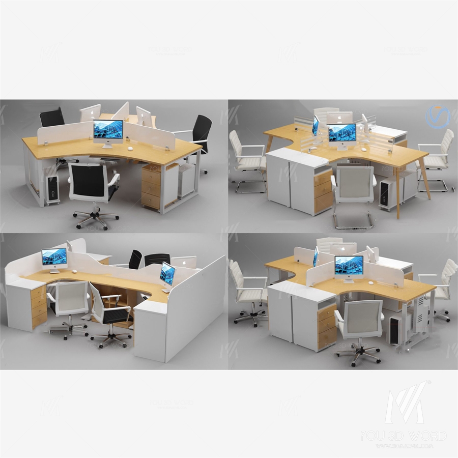 3d model of modern office desk and chair employee card table and chair